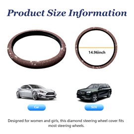 Kewucn Bling Steering Wheel Cover, Crystal Diamond Steering Wheel Protector for Women Girls, 14-15 Inch Sparkling Rhinestone Decor Accessories, Universal Fit for Most Cars, SUVs, Vans (Champagne)