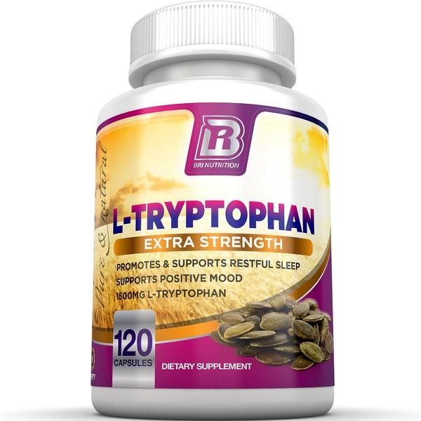 BRI Nutrition L-Tryptophan - Natural Tryptophan Supplement to Encourage Relaxation, Combat Stress & Encourage Restorative Rest - 1500mg Servings, 120 Count