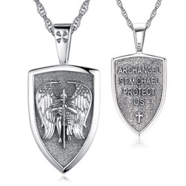 Eusense Archangel Michael/Saint Christopher/Saint Jude Thaddeus/Seven Archangels/Holy Mary/Jesus Cross Pendant Amulet Necklace 925 Silver Christian Chain Jewellery Men Women, Sterling Silver, St