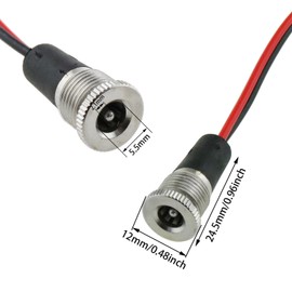 Heyous 5PCS 5.5x2.1mm 10A DC-099 Power Jack Cord Socket Threaded Female Mount Connector Adapter Barrel Jack Panel Adapter Connector with Waterproof Cover Cap