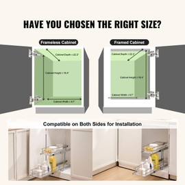 Happybuy 8.5"W x 21"D Pull Out Cabinet Organizer, Heavy Duty Slide Out Pantry Shelves, Chrome-Plated Steel Roll Out Drawers, Sliding Drawer Storage for Home, Inside Kitchen Cabinet