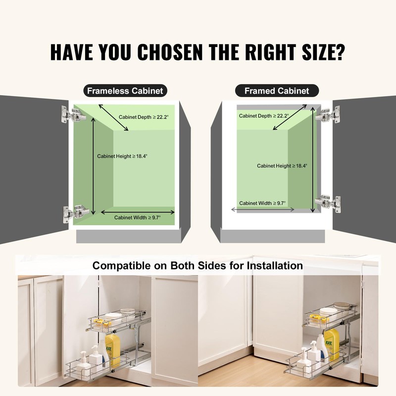 Happybuy 8.5"W x 21"D Pull Out Cabinet Organizer, Heavy Duty