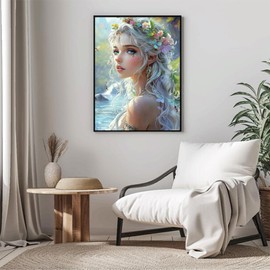 PUAGEMTI Diamond Painting Kits Flower Woman, for Adults Beginners, 5D Crystal Rhinestone Embroidery Diamond Art Kits 12x16 Inch, for Home Decor Wall Decor and Holiday Gifts