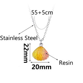 Scallop Shell Necklace Colorful Shell Summer Beach Necklace Choker for Women Stainless Steel Chain Necklace Jewelry Gift 4Pcs Set