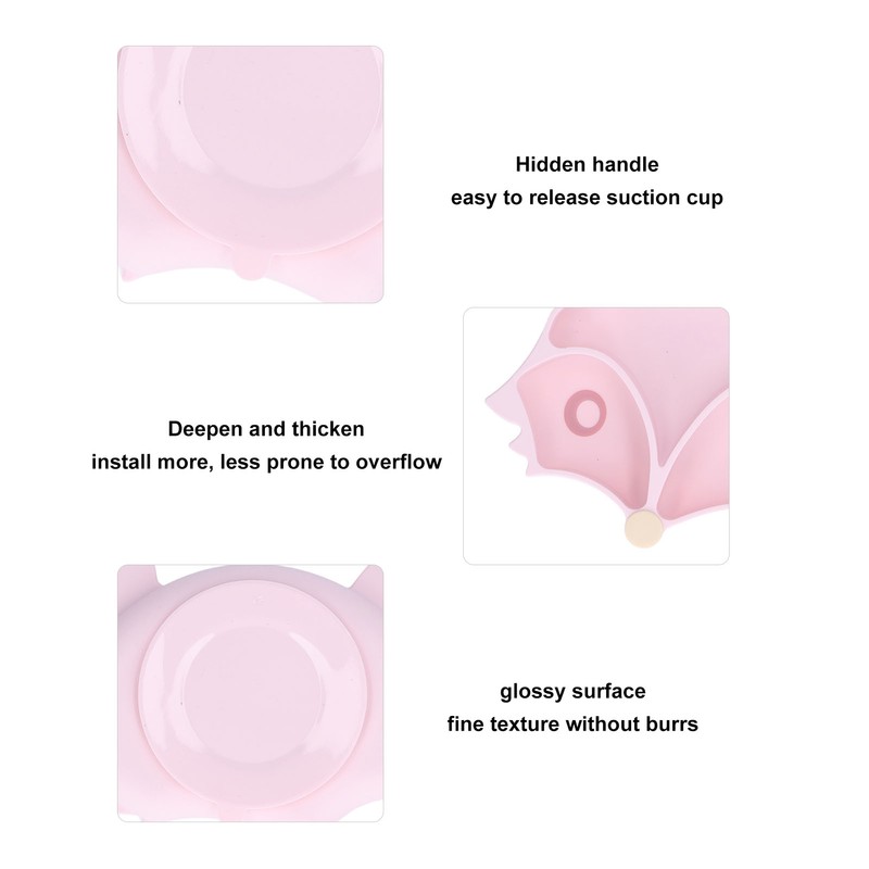 Baby Suction Plate Cute Fox Shape Non Toxic Safe 3