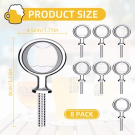 Ohiyoo Metal Bottle Opener Kits 8 Pack Blank Stainless Steel Bottle Opener Insert DIY Bottle Opener Hardware Bottle Opener Inserts for Wood Turning Kits Flat Bottle Opener Inserts Kit (Silver)