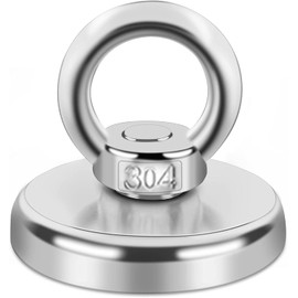 MIN CI 48mm Extra Strong Magnets, Neodymium Magnets Heavy Duty 85kg（187lbs） Round Magnet Fishing, Rare Earth Magnets Large Magnet Industrial Magnet with Eye for Hanging Hoisting