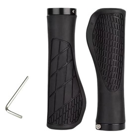 Loopunk Bicycle Handle Grips, Black, 1 Pair (2 Pieces) Set, For Replacement, Repair, Spare Bicycle, Kickboard, Ergonomic, Anti-Slip, Rubber, Shock Absorption, Inner Diameter 0.9 inches (22.2 mm
