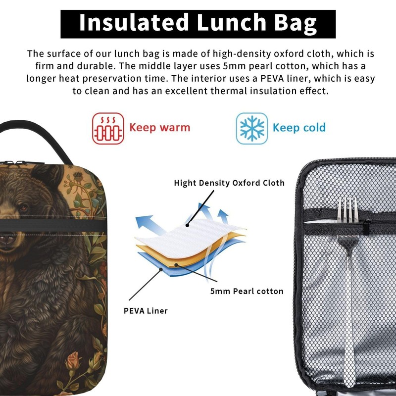 Cromcu Insulated Lunch Box for Adults - Bear Lunch Box