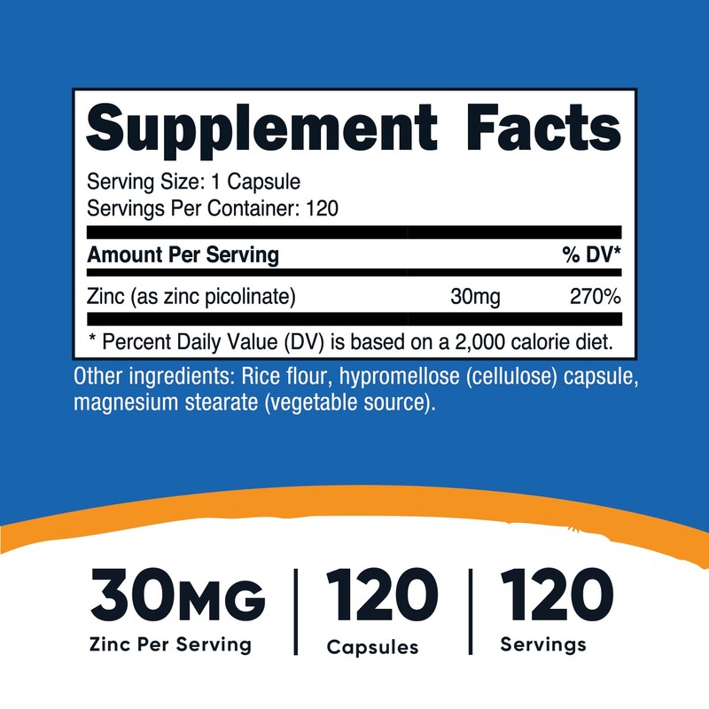 Nutricost Zinc Picolinate 30mg, 120 Capsules - Gluten Free and