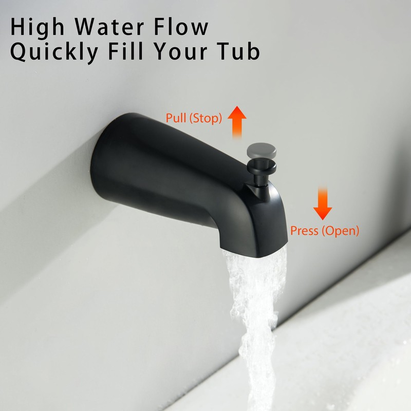 LIWEIKE Matte Black 2 Handle Shower Faucet Set, Wall Mount