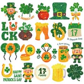 Leesgel St Patricks Day Glitter Tattoos for Kids, 280 Styles Temporary Tattoo Stickers for St Patricks Day Decorations, Saint Patricks Day Fancy Dress Accessories Irish Party Supplies Favours