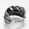 LZD Alloy Cuff Finger Ring Ring Feather Antique Silver Size