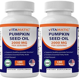 Vitamatic NCEKO Paquete de 2  Aceite de semilla de calabaza vitaminas de 2000 mg cpsulas de gel suave por porcin  Total 360 cpsulas blandas  1000 mg  