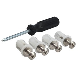 CYILIUEN 4 Pack 1407C6 Toilet Seat Screws Includes Phillips Screwdriver Installation Tool Universal Toilet Fixings for WC Toilet Blind Holes