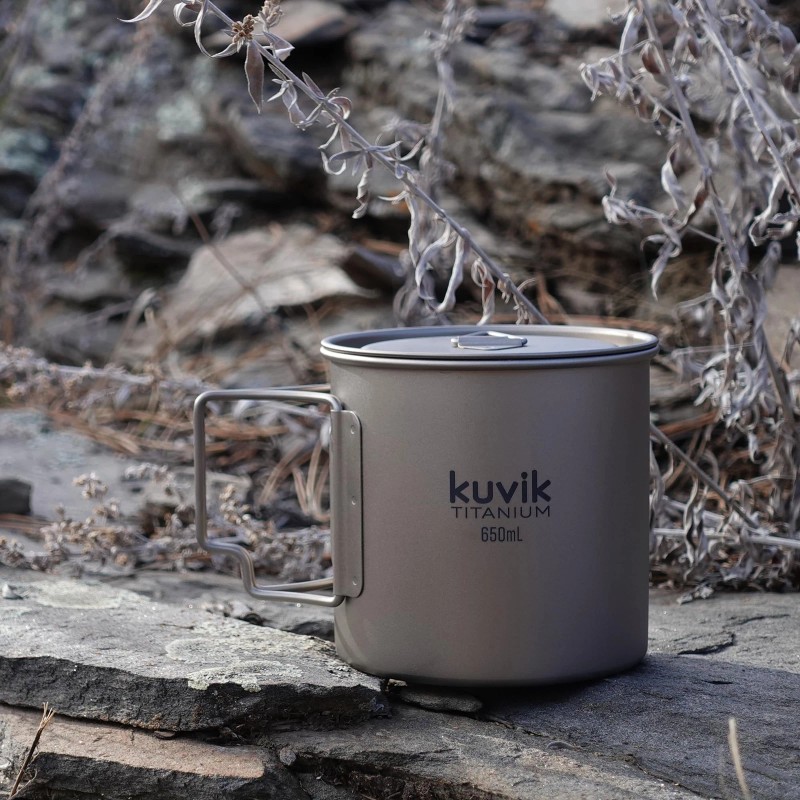 Kuvik Titanium Pot with Lid 650ml (22 oz) - Ultralight