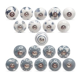 Hashcart Ceramic Cabinet Knobs - 20 Pcs of Unique Round Dresser Knobs, Knobs for Cabinets and Drawers, Perfect Drawer Knobs for Home & Office, 2 Colored Kitchen Cabinet Knobs