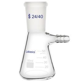 Labasics 50 ml Filtering Flask with 24/40 Standard Taper Joint, High Borosilicate Glass Filter Flask, Bolt Neck with Tubulation, 9 mm Hose Interface