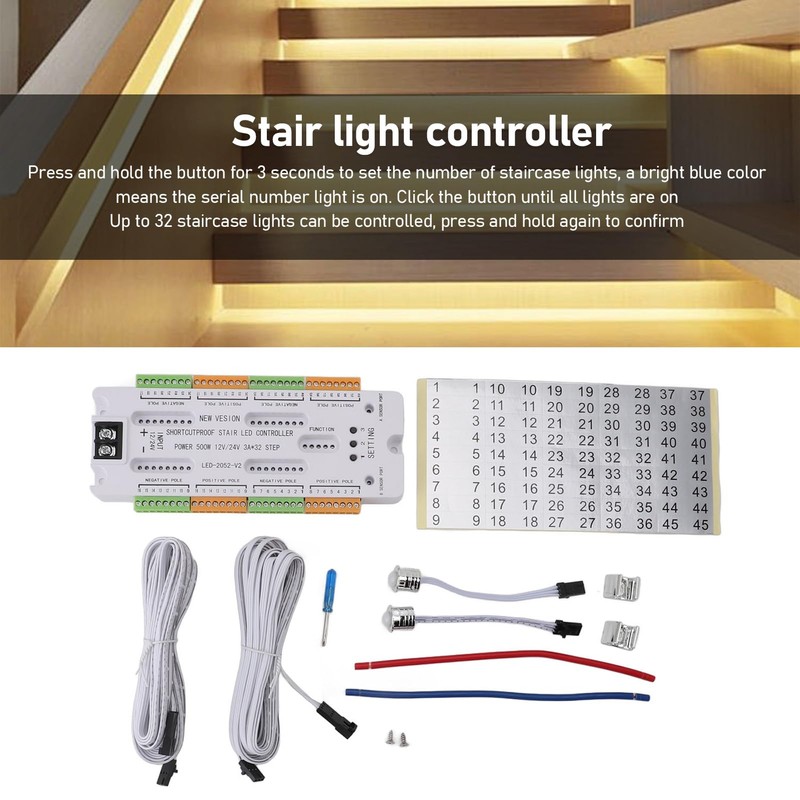 Bewinner 32 Channel LED Motion Sensor Stair Light Controller, Automatic