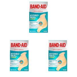 Band-Aid Brand Hydro Seal Large Waterproof Adhesive Bandages for Wound Care and Blisters, 6 ct (Pack of 3)