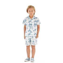 Hawaii Hangover Boy Aloha Luau Shirt Cabana Set in Vintage Tropical Toile 6 Year Old