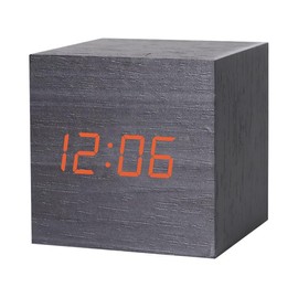 TorSor Wooden Alarm Clocks Digital LED Display with Voice Control Temperature Date Time Mini Cube Aesthetic Electric Clock for Bedroom Desktop Office Bed Travel Art Decoration