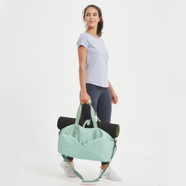 20" Gym Bag Duffel Bag with Wet Pocket and Shoes Compartment Portable Overnight Weekender Bag Travel Bag Yoga Bag for Women (Mint Green)