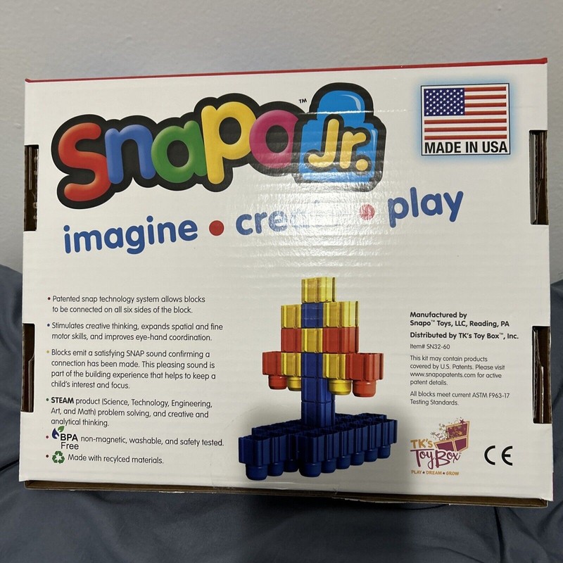 Snapo Jr First Builders Set 12+ Months New 60 Pieces