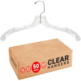 DEILSY™ Clear Plastic Hangers 50 Pack - Durable Clothes Hangers for Wardrobe Organization, Essential Plastic Hangers for Garments, Versatile Coat Hangers for Home and Retail Use