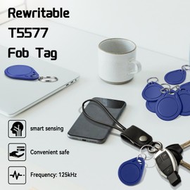 10pcs RFID Key Fobs 125khz RFID Writable T5577 fob tag T5577 Proximity ID Card Token Key Tag Rewritable for Access Control Systems & Security Lock（Blue）