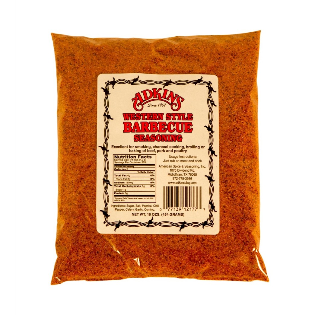12 Pack By The Case - Adkins Western Style Barbecue BBQ Seasoning 16 OZ All Natural