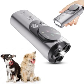 UNITED Dog Bark Deterrent Device– Safe & Effective Ultrasonic Anti Barking Device for Dogs - Portable Dog Trainer with LED Flashlight & HD Display - Indoor/Outdoor Use, Stops Neighbor’s Dog – Gray