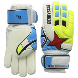 Derbystar Unisex Adult Protect Columba Next Gen Goalkeeper Gloves - white/blue/yellow/red, 11