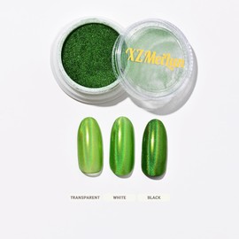 XZMeiLun Chameleon Green Magic Mirror Chrome Nail Powder, Big-Capacity 1.5g Metallic Dust Holographic Effect Powder Pigment Glitter Manicure Kit, Nail Art, Can Mixed with Builder Gel Nail Polish Use