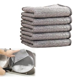 WADY Trapos de Limpieza de Alambre Multiusos,Trapos de Alambre para Lavar Platos en Húmedo y Seco,Trapos de Alambre de Doble Capa,Trapo de Limpieza de Alambre Metálico Multifuncional sin Rayones (5)