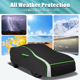 Peleus Car Cover Compatible with 1994-2024 Mustang GT Shelby Cobra Bullitt Accessories ECOBOOST All Weather Protection Water-Resistant Car Cover