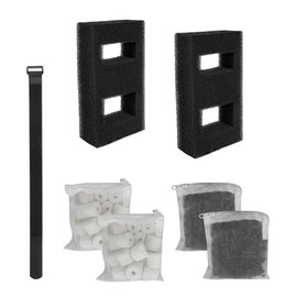 buccilly Aquarium Filter Replacement Set, 3-Stage Filtration Compatible with Fluval SPEC EVO Flex Series, Includes 2 Carbon Filter Refills, 2 Foam Filter, 2 Ceramic Rings & 1 Filter Cord
