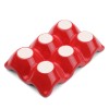 Ceramic Egg Tray 6-Cup Egg Holder Container for Fridge (Red,