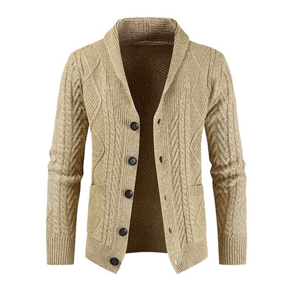 JMIERR Mens Sweater Fall Casual Long Sleeve Shawl Collar Button-Down