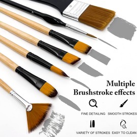 Bougimal 32 Pieces Paint Brush Set, Artist Series, Nylon Bristles with Round, Filbert, Flat, Fan, Angle, Fine Detail Brush, Suitable for Artists and Beginners for Acrylic Painting, Oil, Watercolor