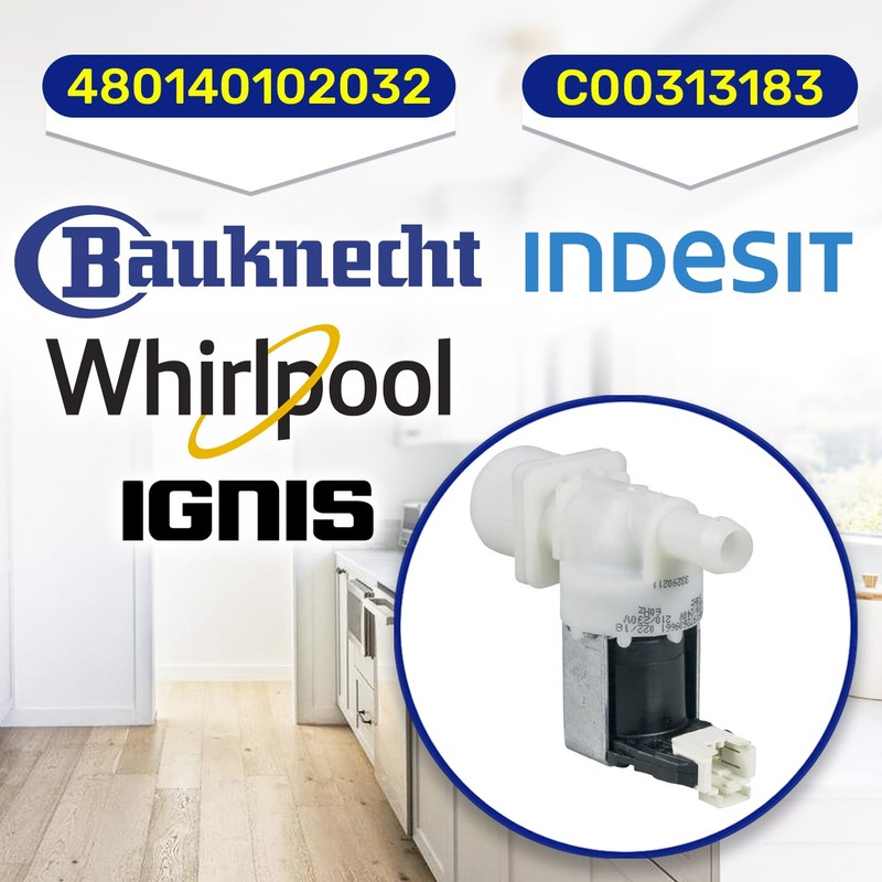 Dishwasher Solenoid Valve with 1 Outlet 180° Has Original Code