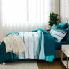 Teal Queen Comforter Set 7 Pieces, Blue Boho Striped Bed