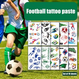 10 hojas de calcomanías de fútbol, calcomanías de fútbol impermeables para niños, paquete de calcomanías de vinilo para botellas de agua, regalos de fútbol para los amantes del fútbol, recuerdos de fiesta de fútbol, decoraciones de fútbol