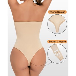 USEASY Strapless Shapewear Bodysuit Tummy Control Body Suits for women Seamless Thong Shapewear Tummy Control Beige M