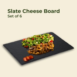 Sisson Distribution Premium Slate Cheese Board Set - 6 x 10"x8" Black Serving Platters for Meat, Cheese, Appetizers & Parties - Elegant Stone Trays for Housewarming Gifts & Entertaining