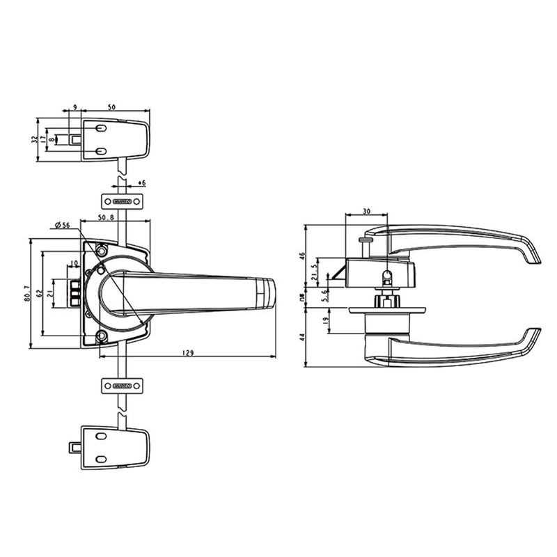 3 Point Entry Lever Lock Aluminum Alloy Door Lock Handle