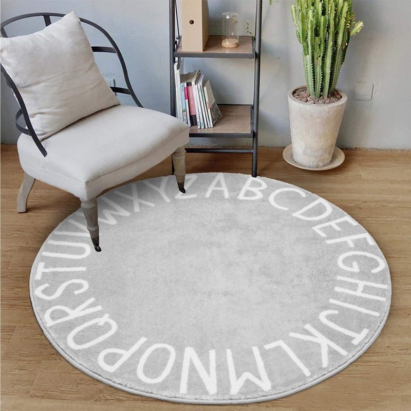 Topotdor Round Kids Play Rug Alphabet Nursery Area Rug Extra