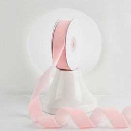 MEEDEE Light Pink Velvet Ribbon 1 Inch Single Face Nylon Velvet Ribbon 2 Rolls 20 Yards Pink Velvet Christmas Ribbon for Christmas Tree, Gift Wrappig, Rustic Wreath, Velvet Bow Making, Home Decor