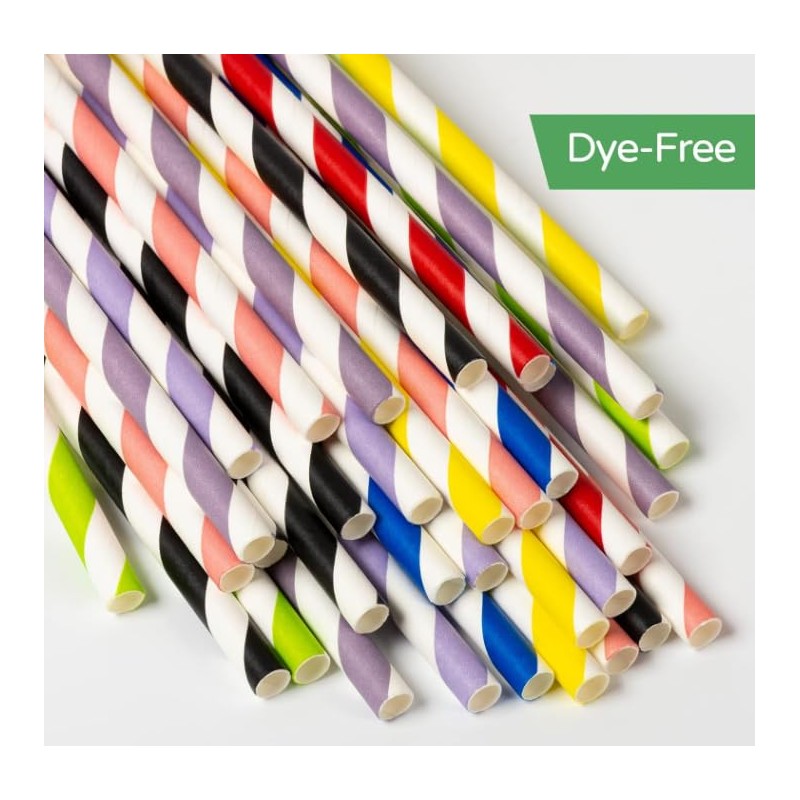 PakTalk Pack of 100 Paper Straws, Dark Blue Paper Straws,