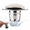 Brushed Universal Bathroom Sink Stopper, 2-in-1 Pop Up Sink Drain